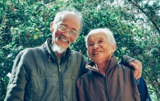 Old couple smiling